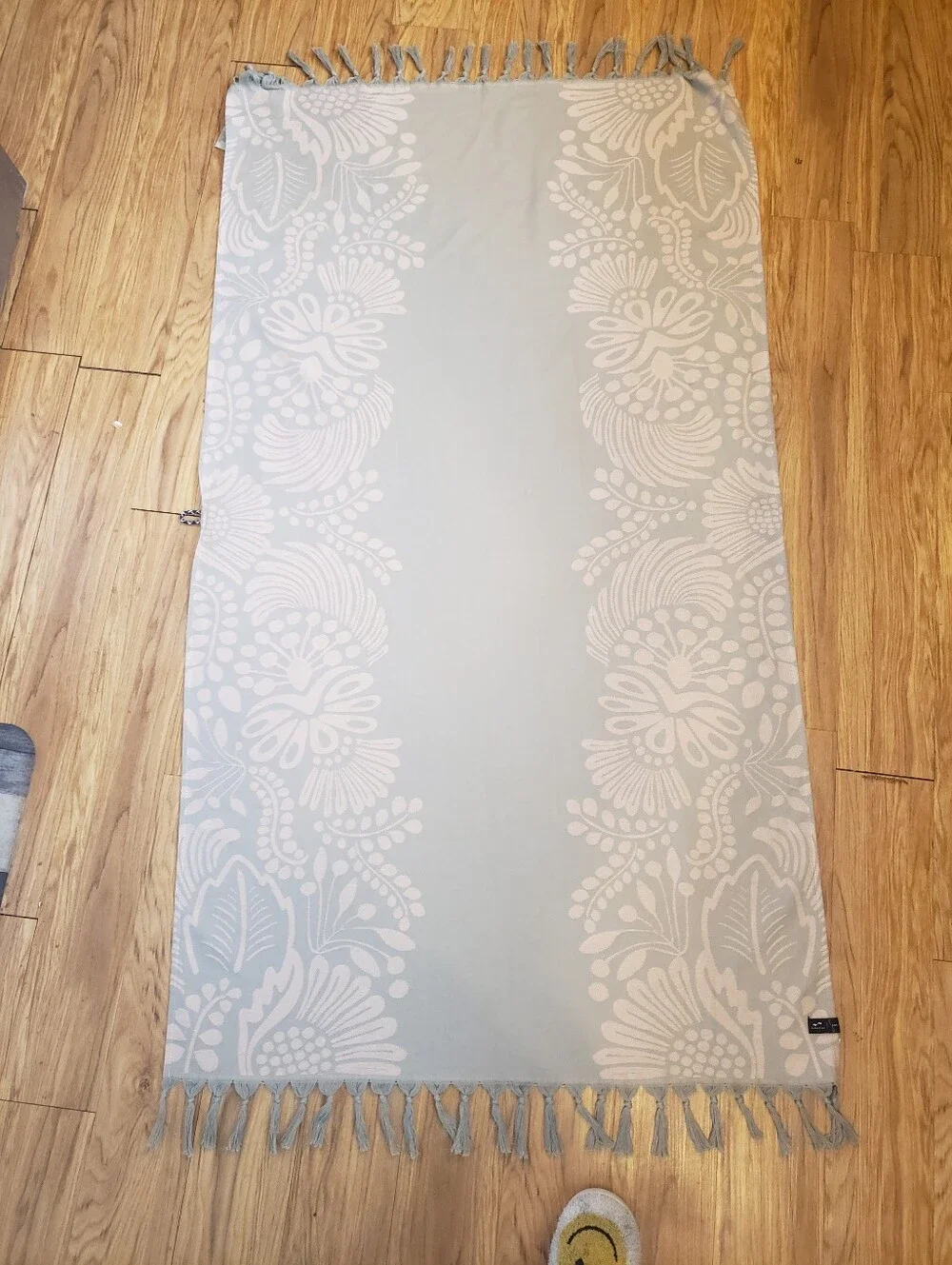 SLOWTIDE Tan & Sage Print w/ Fringe -Table Cloth Yoga Mat Turkish Beach Towel
